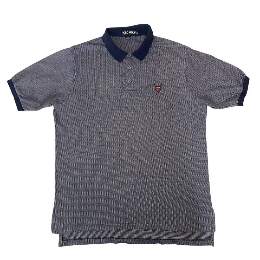 Vintage Polo Golf Ralph Lauren Mens Polo Shirt XL Navy White Crest Logo